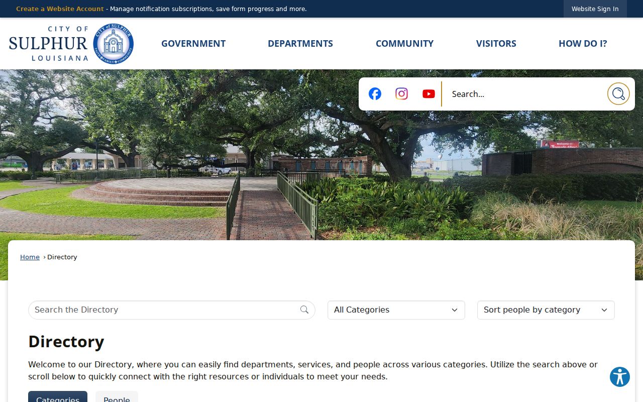 Sulphur municipal staff directory search interface