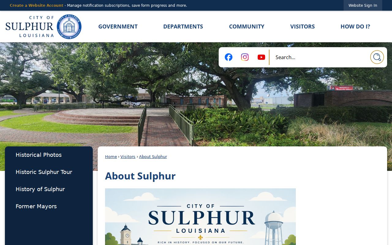 Official City of Sulphur local history page