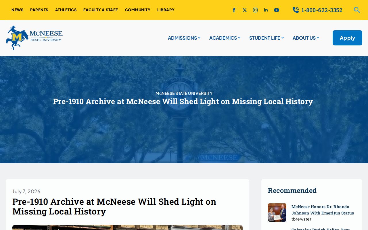 McNeese pre-1910 title archive initiative for early Sulphur property history