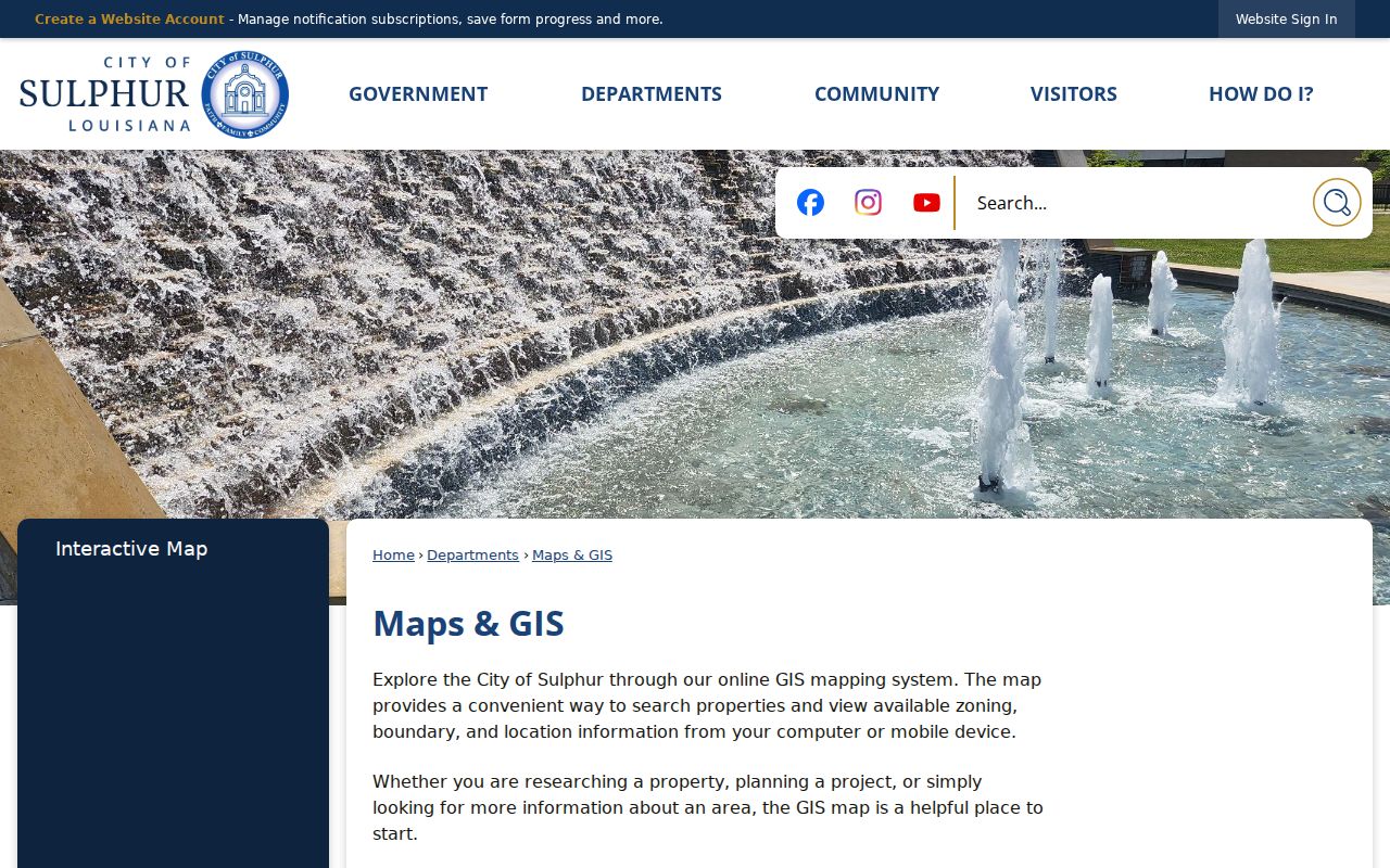 City of Sulphur maps and GIS page for street and parcel context