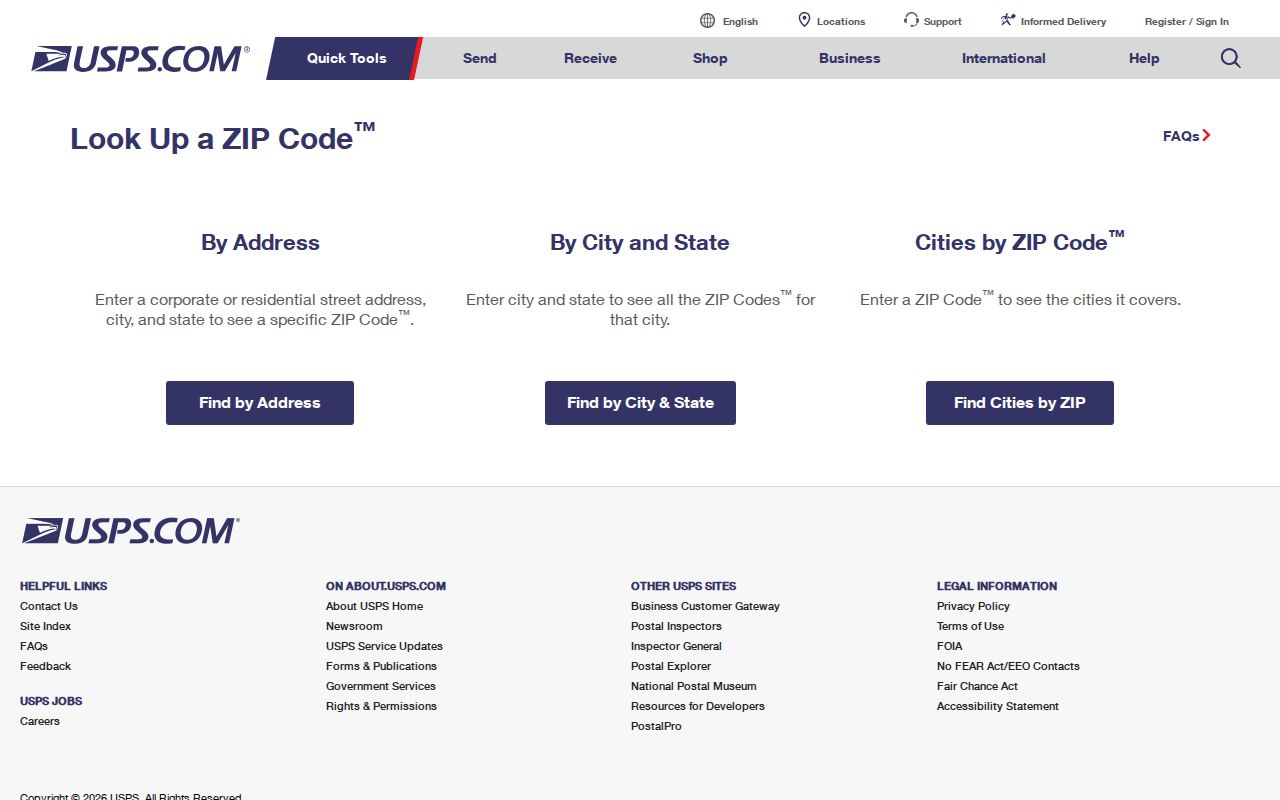 USPS ZIP Code Lookup modes for a Sulphur postal search